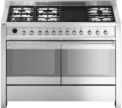 SMEG Opera 120 cm Dual Fuel Range Cooker - Stainless Steel